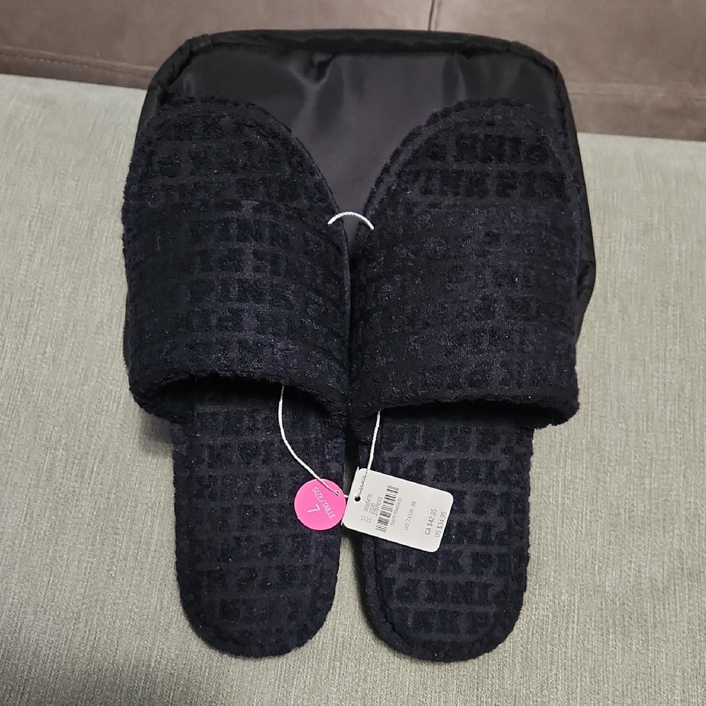 PINK Victoria's Secret Black Slippers